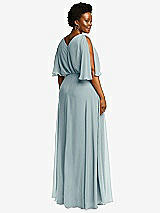 Rear View Thumbnail - Morning Sky V-Neck Split Sleeve Blouson Bodice Maxi Dress