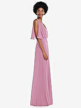 Alt View 2 Thumbnail - Powder Pink V-Neck Split Sleeve Blouson Bodice Maxi Dress