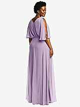 Rear View Thumbnail - Pale Purple V-Neck Split Sleeve Blouson Bodice Maxi Dress