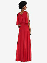 Alt View 3 Thumbnail - Parisian Red V-Neck Split Sleeve Blouson Bodice Maxi Dress