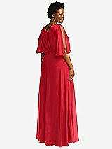 Rear View Thumbnail - Parisian Red V-Neck Split Sleeve Blouson Bodice Maxi Dress