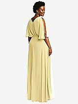 Rear View Thumbnail - Pale Yellow V-Neck Split Sleeve Blouson Bodice Maxi Dress