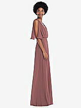 Alt View 2 Thumbnail - Rosewood V-Neck Split Sleeve Blouson Bodice Maxi Dress