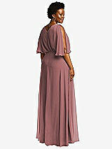 Rear View Thumbnail - Rosewood V-Neck Split Sleeve Blouson Bodice Maxi Dress