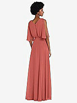 Alt View 3 Thumbnail - Coral Pink V-Neck Split Sleeve Blouson Bodice Maxi Dress