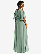 Rear View Thumbnail - Seagrass V-Neck Split Sleeve Blouson Bodice Maxi Dress