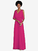 Alt View 1 Thumbnail - Think Pink V-Neck Split Sleeve Blouson Bodice Maxi Dress