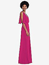 Alt View 2 Thumbnail - Think Pink V-Neck Split Sleeve Blouson Bodice Maxi Dress
