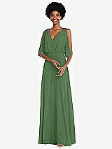 Alt View 1 Thumbnail - Vineyard Green V-Neck Split Sleeve Blouson Bodice Maxi Dress