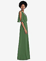 Alt View 2 Thumbnail - Vineyard Green V-Neck Split Sleeve Blouson Bodice Maxi Dress