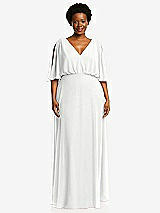 Front View Thumbnail - White V-Neck Split Sleeve Blouson Bodice Maxi Dress