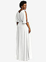 Rear View Thumbnail - White V-Neck Split Sleeve Blouson Bodice Maxi Dress