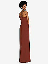 Rear View Thumbnail - Auburn Moon Asymmetrical Off-the-Shoulder Cuff Trumpet Gown With Front Slit