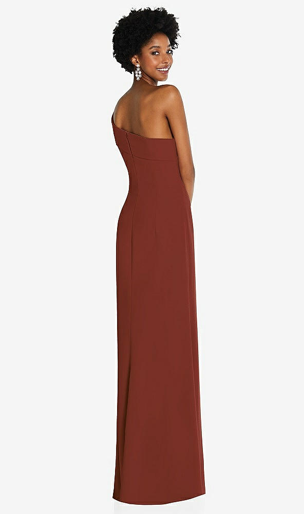 Back View - Auburn Moon Asymmetrical Off-the-Shoulder Cuff Trumpet Gown With Front Slit