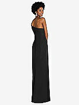 Rear View Thumbnail - Black Asymmetrical Off-the-Shoulder Cuff Trumpet Gown With Front Slit