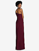 Rear View Thumbnail - Cabernet Asymmetrical Off-the-Shoulder Cuff Trumpet Gown With Front Slit