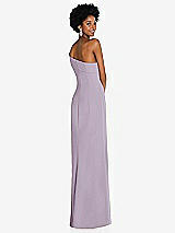 Rear View Thumbnail - Lilac Haze Asymmetrical Off-the-Shoulder Cuff Trumpet Gown With Front Slit