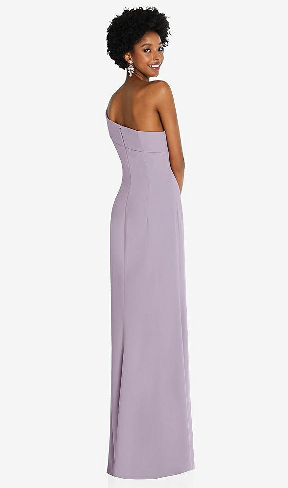 Back View - Lilac Haze Asymmetrical Off-the-Shoulder Cuff Trumpet Gown With Front Slit