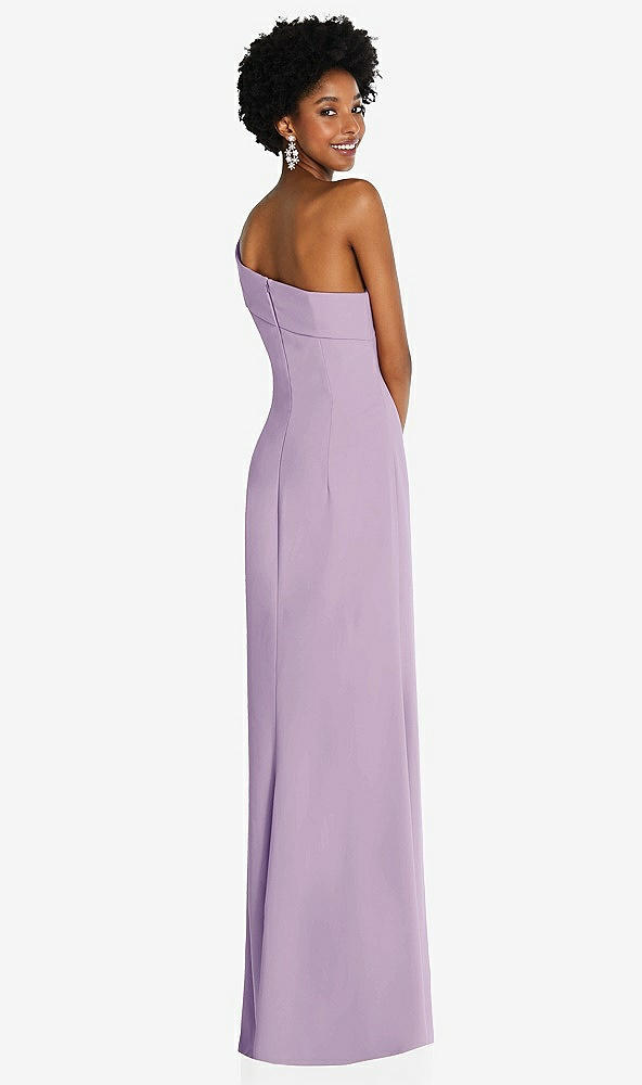 Back View - Pale Purple Asymmetrical Off-the-Shoulder Cuff Trumpet Gown With Front Slit