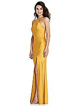 Side View Thumbnail - NYC Yellow Halter Convertible Strap Bias Slip Dress With Front Slit