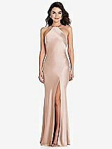 Front View Thumbnail - Cameo Halter Convertible Strap Bias Slip Dress With Front Slit