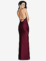 Rear View Thumbnail - Cabernet Halter Convertible Strap Bias Slip Dress With Front Slit