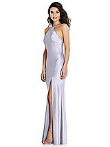 Side View Thumbnail - Silver Dove Halter Convertible Strap Bias Slip Dress With Front Slit