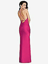 Rear View Thumbnail - Think Pink Halter Convertible Strap Bias Slip Dress With Front Slit