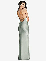 Rear View Thumbnail - Willow Green Halter Convertible Strap Bias Slip Dress With Front Slit