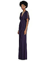 Side View Thumbnail - Concord Faux Wrap Split Sleeve Maxi Dress with Cascade Skirt