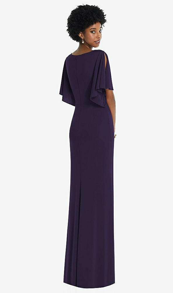 Back View - Concord Faux Wrap Split Sleeve Maxi Dress with Cascade Skirt