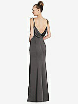 Front View Thumbnail - Caviar Gray Draped Cowl-Back Princess Line Dress with Front Slit
