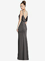 Side View Thumbnail - Caviar Gray Draped Cowl-Back Princess Line Dress with Front Slit