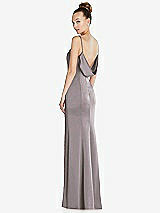 Side View Thumbnail - Cashmere Gray Draped Cowl-Back Princess Line Dress with Front Slit