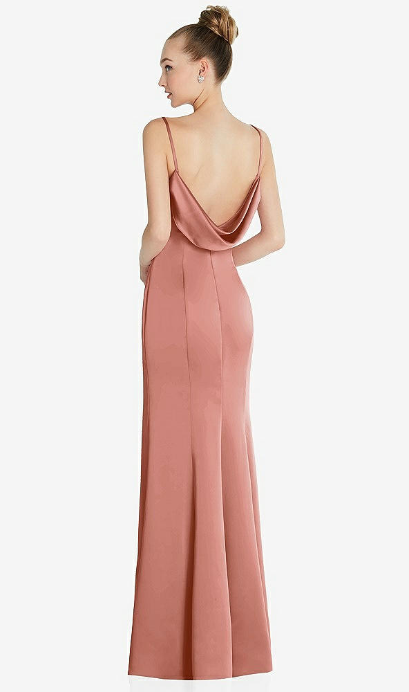 Front View - Desert Rose Draped Cowl-Back Princess Line Dress with Front Slit