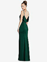 Side View Thumbnail - Hunter Green Draped Cowl-Back Princess Line Dress with Front Slit