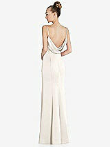 Front View Thumbnail - Ivory Draped Cowl-Back Princess Line Dress with Front Slit