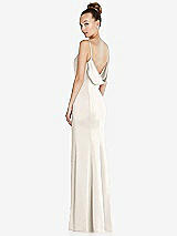 Side View Thumbnail - Ivory Draped Cowl-Back Princess Line Dress with Front Slit