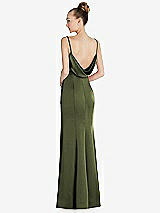 Front View Thumbnail - Olive Green Draped Cowl-Back Princess Line Dress with Front Slit