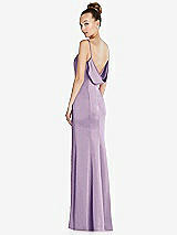 Side View Thumbnail - Pale Purple Draped Cowl-Back Princess Line Dress with Front Slit
