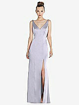 Rear View Thumbnail - Silver Dove Draped Cowl-Back Princess Line Dress with Front Slit