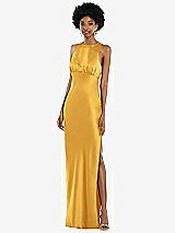 Front View Thumbnail - NYC Yellow Jewel Neck Sleeveless Maxi Dress with Bias Skirt