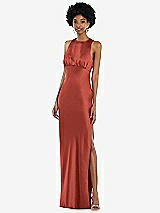 Front View Thumbnail - Amber Sunset Jewel Neck Sleeveless Maxi Dress with Bias Skirt