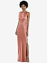 Front View Thumbnail - Desert Rose Jewel Neck Sleeveless Maxi Dress with Bias Skirt