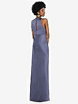 Rear View Thumbnail - French Blue Jewel Neck Sleeveless Maxi Dress with Bias Skirt