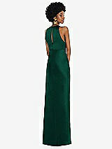 Rear View Thumbnail - Hunter Green Jewel Neck Sleeveless Maxi Dress with Bias Skirt