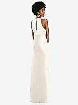 Rear View Thumbnail - Ivory Jewel Neck Sleeveless Maxi Dress with Bias Skirt