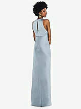 Rear View Thumbnail - Mist Jewel Neck Sleeveless Maxi Dress with Bias Skirt