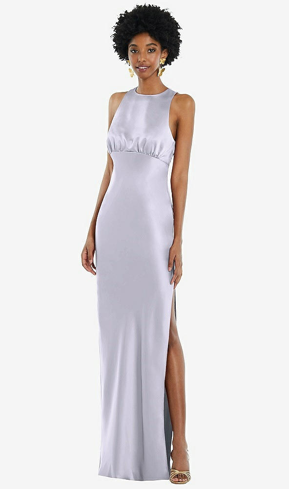 Front View - Silver Dove Jewel Neck Sleeveless Maxi Dress with Bias Skirt