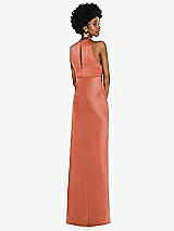Rear View Thumbnail - Terracotta Copper Jewel Neck Sleeveless Maxi Dress with Bias Skirt